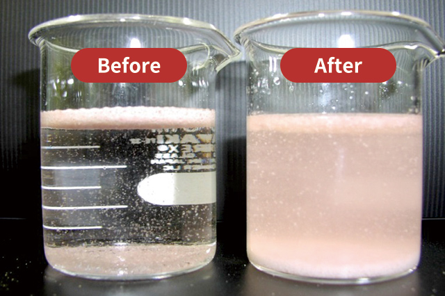 Suspension of granules in water Before/After Improvement